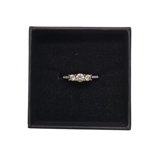 Pandora Sterling Silver Three Stone CZ Ring Size 5